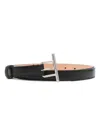 Alexander Mcqueen T-bar Buckled Logo Engraved Belt In Nero E Argento