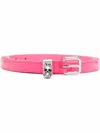 Alexander Mcqueen Skull Leather Double Belt In Purple