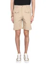 Alexander Mcqueen Bermuda Shorts With Pocket Detail In Beige