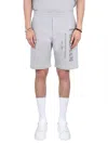 Alexander Mcqueen Men Bermuda Shorts With Graffiti Logo Print In Grey