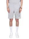 Alexander Mcqueen Men Bermuda Shorts With Graffiti Logo Print In Grey