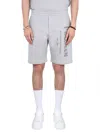 Alexander Mcqueen Men Bermuda Shorts With Graffiti Logo Print In Grey