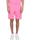 Alexander Mcqueen Bermuda Shorts With Graffiti Logo Print In Purple