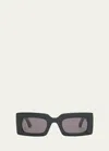 Alexander Mcqueen Logo-engraved Rectangle-frame Sunglasses In Shiny Solid Black