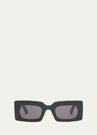 Alexander Mcqueen Logo-engraved Rectangle-frame Sunglasses In Black