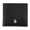 Alexander Mcqueen Calfskin Skull Bifold Card Holder In Black