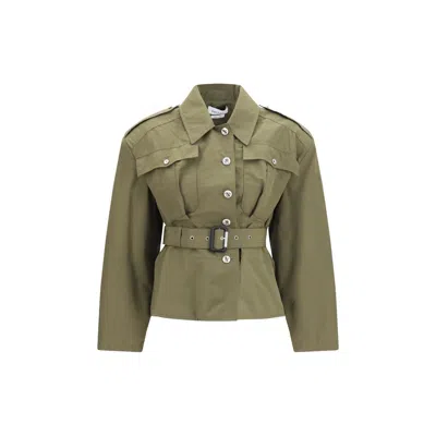 Alexander Mcqueen Bicolor Cotton Full-length Jacket In Green