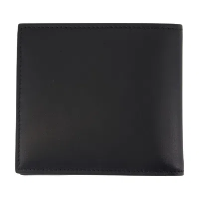 Alexander Mcqueen Bifold Calfskin Card Case In Black