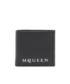 Alexander Mcqueen Bifold Wallet In Smooth Calf Leather With Logo Print In Black