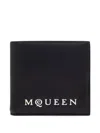 Alexander Mcqueen Bifold Wallet In Smooth Calf Leather With Logo Print