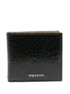 Alexander Mcqueen Bifold Wallet With Black Crackled Effect In Black