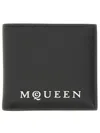 Alexander Mcqueen Bifold Wallet In Smooth Calf Leather With Logo Print In Black