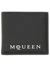 Alexander Mcqueen Bifold Wallet In Smooth Calf Leather With Logo Print
