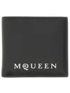 Alexander Mcqueen Bifold Wallet In Smooth Calf Leather With Logo Print