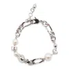 Alexander Mcqueen Skull And Pearl Bracelet In Metallic