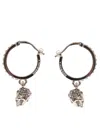 Alexander Mcqueen Skull Swarovski Crystal Embellished Hoop Earrings In Beige