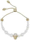 Alexander Mcqueen Skull And Pearl Friendship Bracelet In Multi