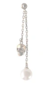 Alexander Mcqueen Skull Drop Earrings In Metallic