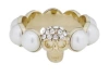 Alexander Mcqueen Skull And Pearl Ring In Gold