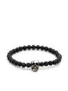 Alexander Mcqueen Skull Beaded Elastic Bracelet In Black