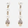 Alexander Mcqueen Dangling Pearl Skull Crystal Earrings