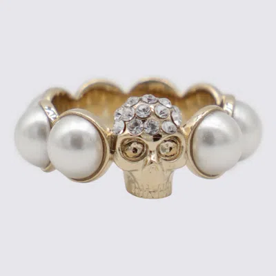 Alexander Mcqueen Bijoux Pearl/silver In Gold