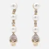 Alexander Mcqueen Dangling Pearl Skull Crystal Earrings