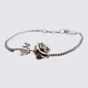 Alexander Mcqueen Chain Link Rose Bracelet With Adjustable Length In Silver