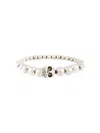 Alexander Mcqueen Skull Beaded Embellished Bracelet In Neutrals