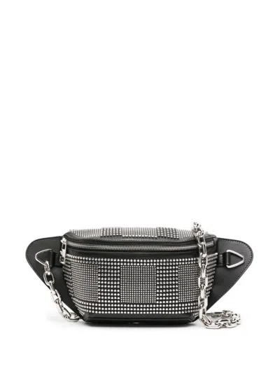 Alexander Mcqueen Men's Biker Leather Studded Crossbody Bag In Black