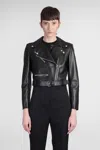 Alexander Mcqueen Black Cropped Biker Jacker With Matching Belt In Smooth Leather Woman In Black