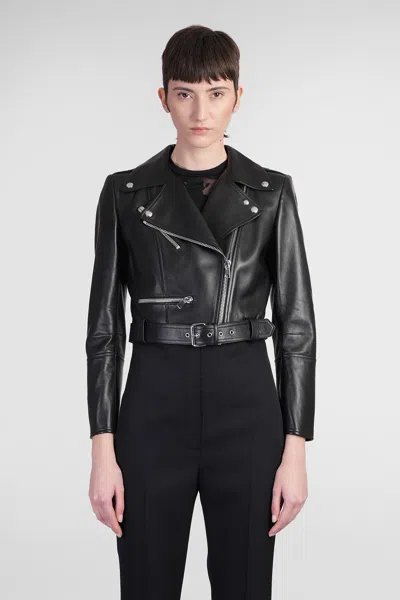 ALEXANDER MCQUEEN BIKER JACKET IN BLACK LEATHER