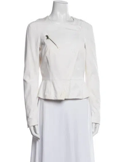 Pre-owned Alexander Mcqueen Biker Jacket In White