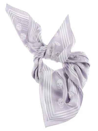 Alexander Mcqueen Biker Scarf In Lilac/white