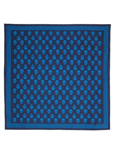 Alexander Mcqueen Biker Silk Scarf In Blue