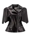 Alexander Mcqueen Women Sleeveless Leather Jacket With Knotted Drapery In Black