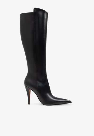 ALEXANDER MCQUEEN BIRDEE 105 LEATHER KNEE-HIGH BOOTS