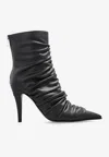 Alexander Mcqueen Birdee 105 Ruched Ankle Boots In Black