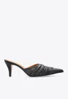 Alexander Mcqueen Birdee 70 Leather Pointed Mules In Black