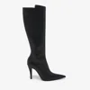 Alexander Mcqueen Faux Leather Birdee Knee-high Boots 105 In Black