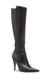 Alexander Mcqueen Faux Leather Birdee Knee-high Boots 105 In Black