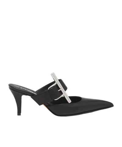 ALEXANDER MCQUEEN ALEXANDER MCQUEEN BIRDEE CROSS-BAR BUCKLE POINTED-TOE MULES