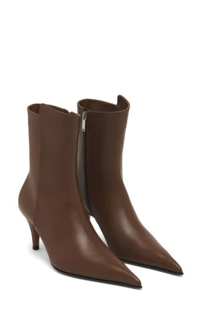 Alexander Mcqueen Birdee Pointed Toe Bootie In Cuoio