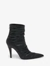 Alexander Mcqueen Birdee 105 Ruched Ankle Boots In Black