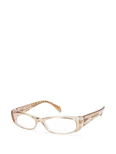 Alexander Mcqueen Bird-motif Rectangle-frame Glasses In Brown