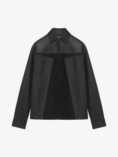 Alexander Mcqueen Panelled Leather Overshirt In Black