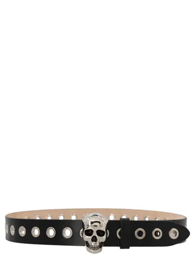 Alexander Mcqueen Black 3d Skull Eyelid Belt