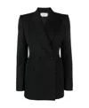 Alexander Mcqueen Mcqueen Double-breasted Blazer With Satin Details In Black