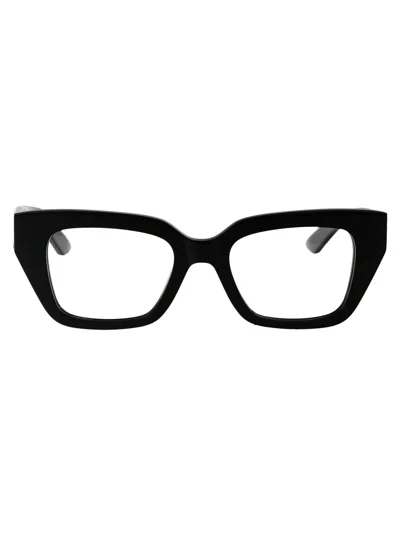 Alexander Mcqueen Black Acetate Optical Glasses In Green
