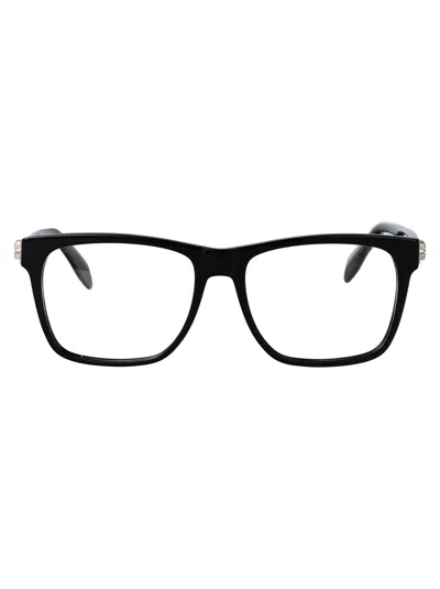 Alexander Mcqueen Black Acetate Optical Glasses In Neutral
